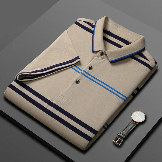 Men’s Classic Black Multi-Stripe Premium Polo T-Shirt