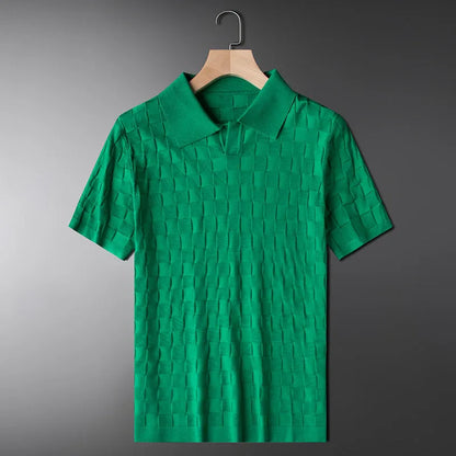 SuperbsTees Men's Premium Textured Check Polo T-Shirt – Knit Casual Style